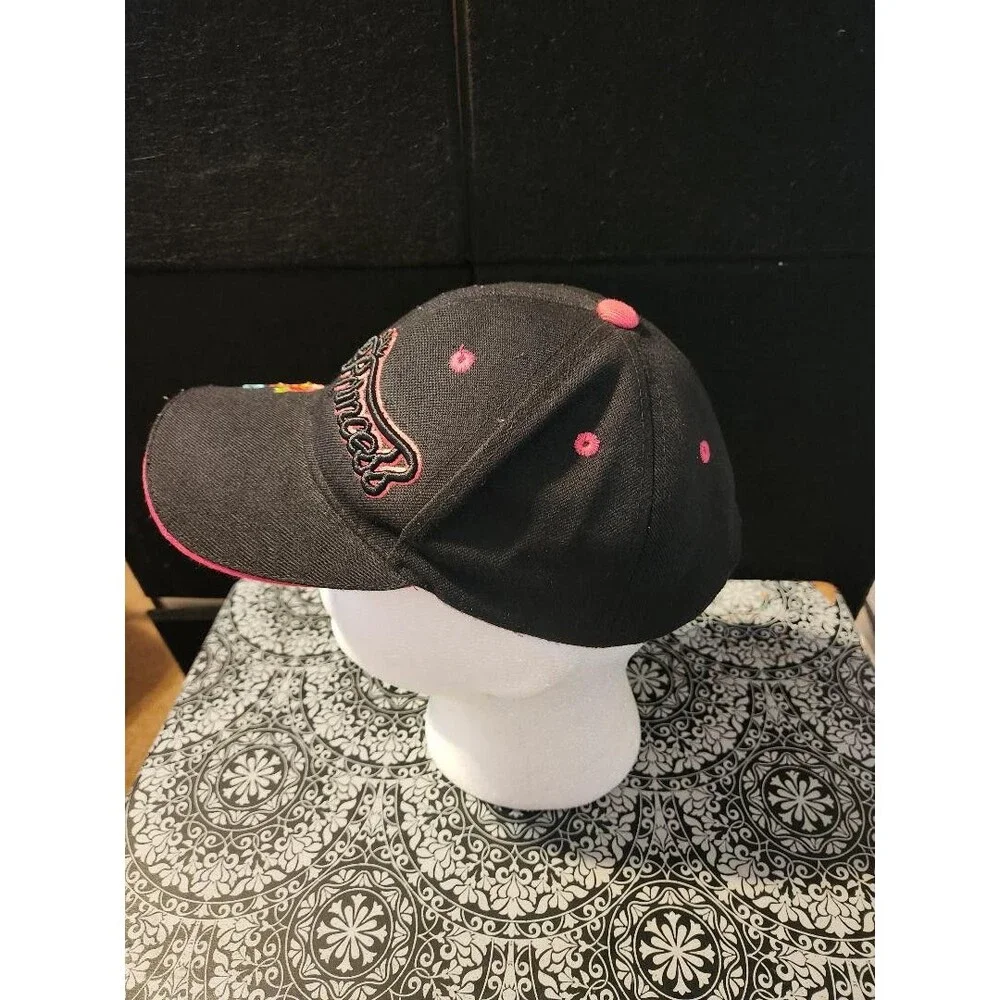Princess Black & Pink with Embroidered Flowers Clean Junior Strapback Cap